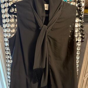 CAbi Black Sleeveless Blouse with Tie Neck